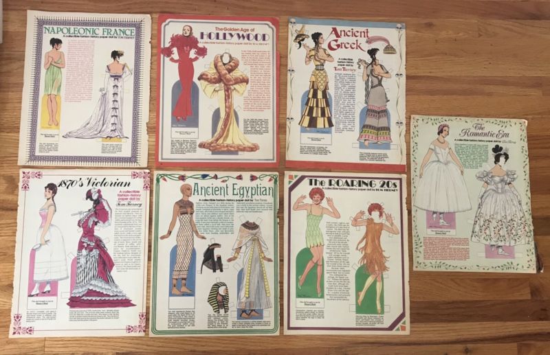 1974 TOM TIERNEY Magazine Paper Dolls 7 Sheets Romantic Era Fashion