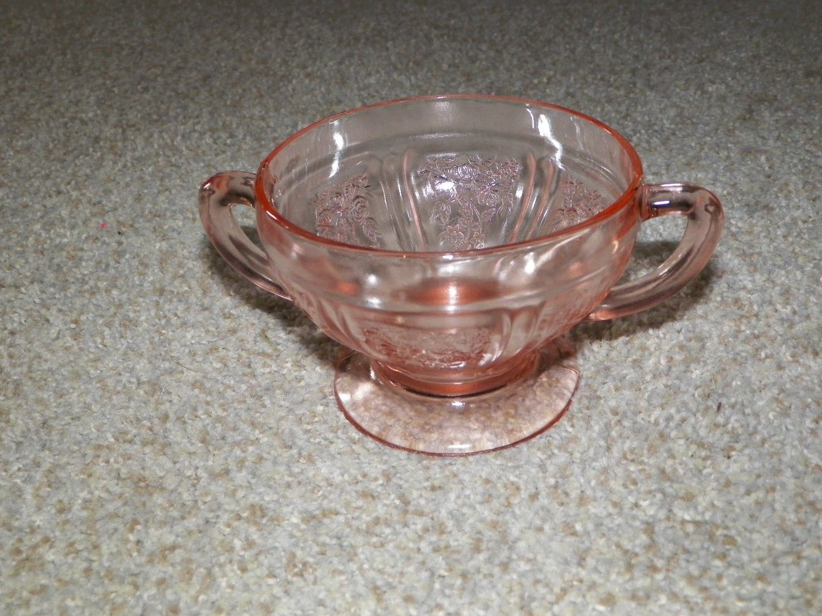 Federal Pink Depression Glass Sharon Cabbage Rose Sugar Bowl Antique