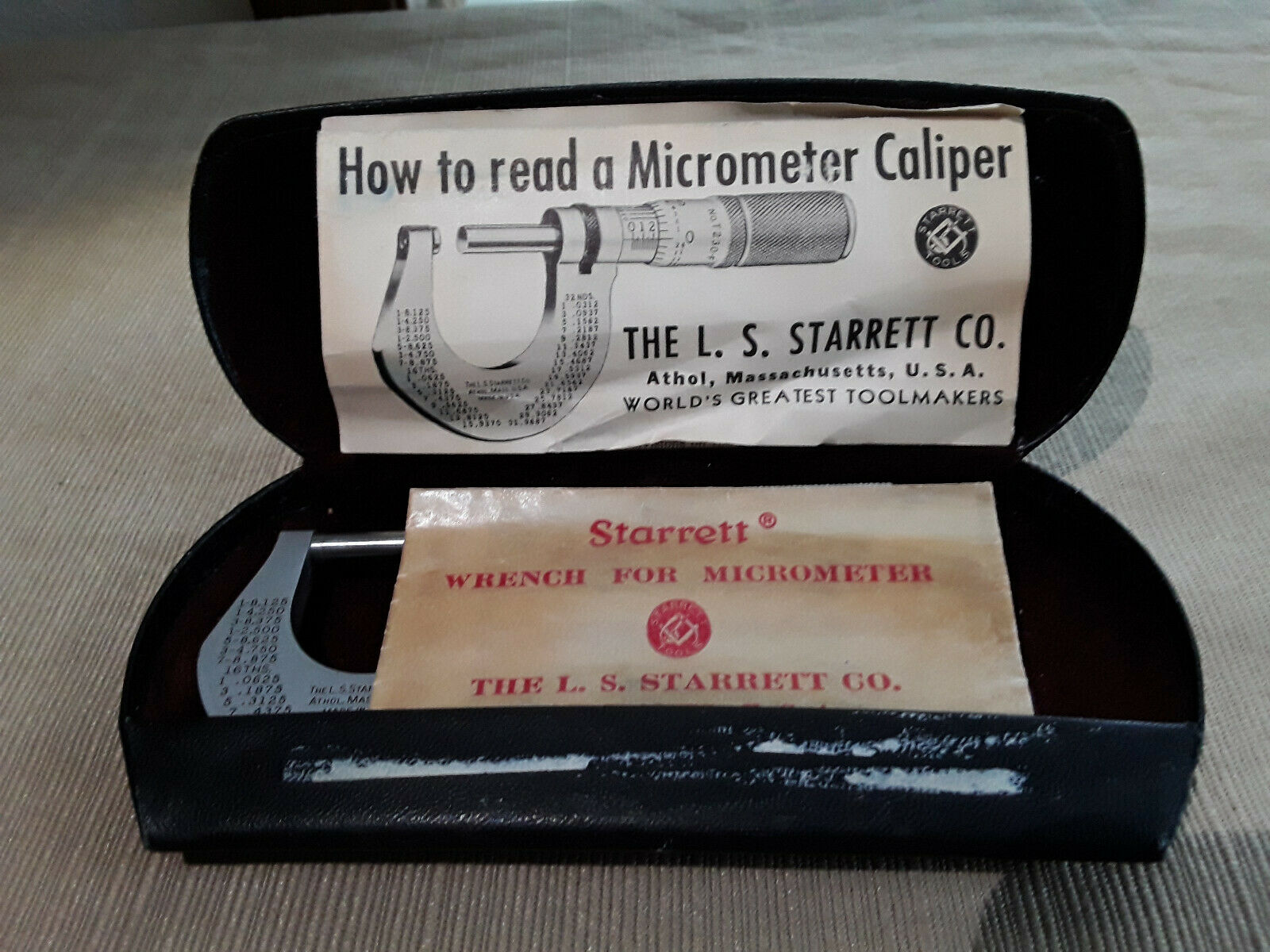 Vintage Starrett Micrometer No In Original Box Wrench And