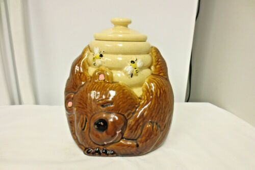 Older McCoy USA Sleeping Honey Bear Beehive Cookie Jar Antique