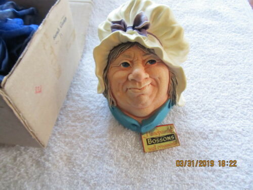 Bosson Chalkware Wall Head Sarah Gamp Nib Perfect Antique