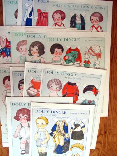 Lot Uncut Vtg Dolly Dingle Paper Dolls Pictorial