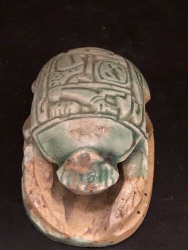 Rare Ancient Egyptian Glazed Stone Scarab Middle Kingdom 2000 BCE