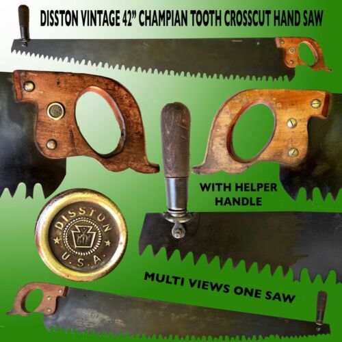 DISSTON VINTAGE 42 CROSSCUT ONE MAN CHAMPION TOOTH HAND SAW W HELPER