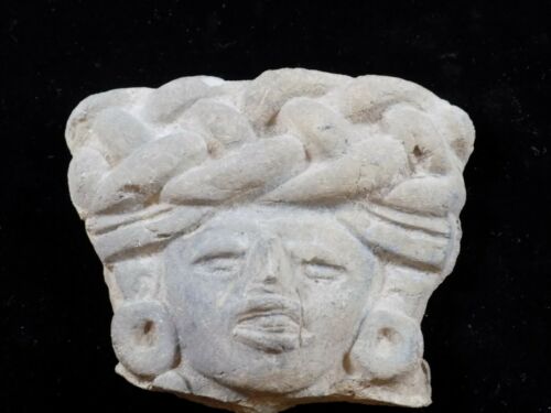 Pre Columbian Mayan Warrior Clay Head Fragment Central America