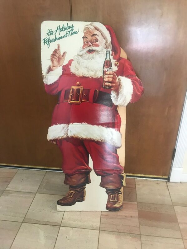 Vtg Scoca Cola Santa Claus Christmas Cardboard Stand Up