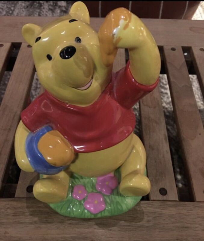 Disney Winnie The Pooh Piggy Bank Ceramic Honey Pot Bear Enesco