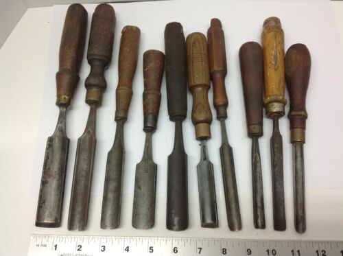 Lot Of Vintage Gouge Carving Chisels Greaves Johnson Sorby Etc