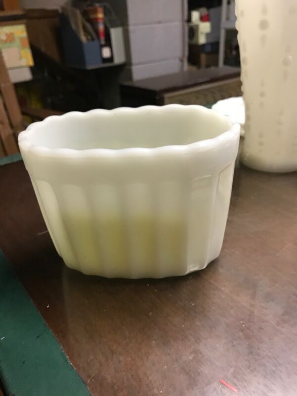 Vase Mate Vase Mate Milk Glass White Ribbed Planter Oval Antique