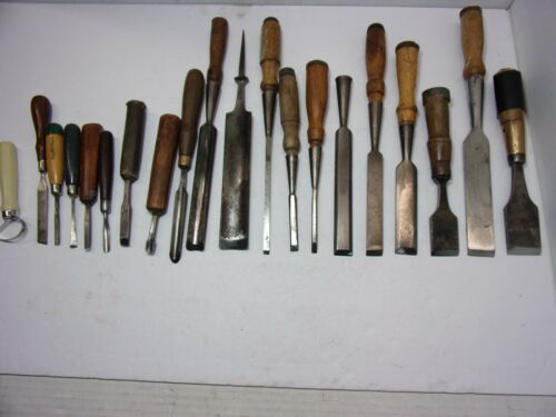 Vintage Wood Chisel Lot Carving Chisels Bevel Gouge And Most Very