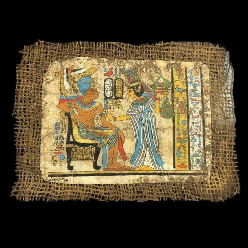 Ancient Egyptian Hand Painted Papyrus Paper Bc Antique