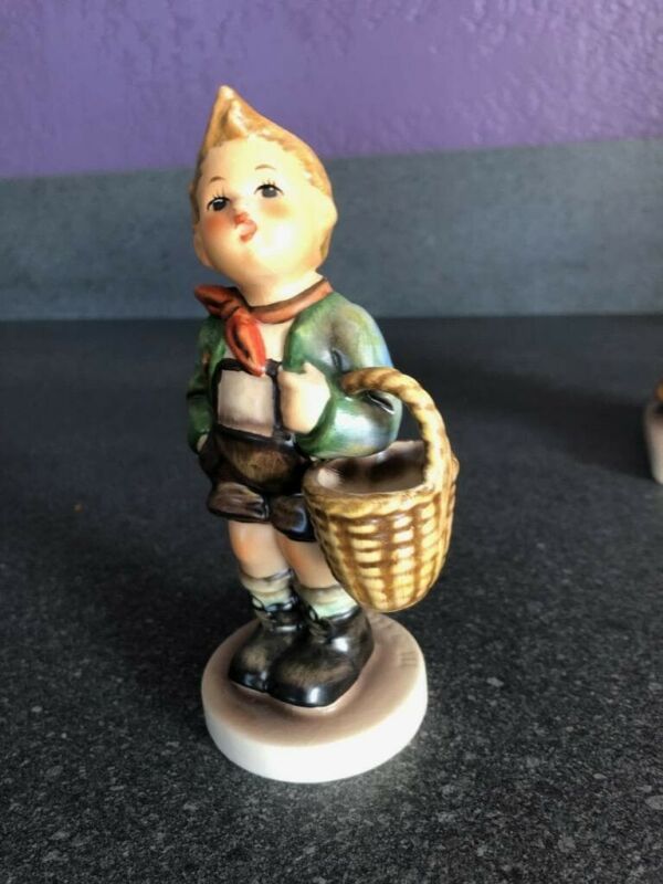 Vintage Goebel Hummel Village Boy Basket Porcelain Collectible