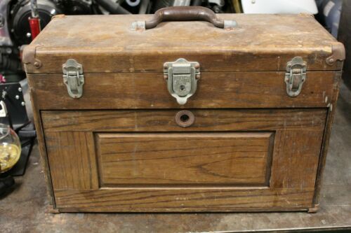 Antique Union 7 Drawer Wood Machinist Tool Chest Box Vintage USA NO