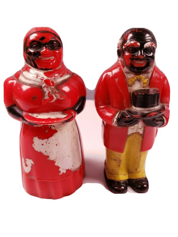 Vintage F F Brand Aunt Jemima Uncle Mose BUTLER MAID SALT PEPPER