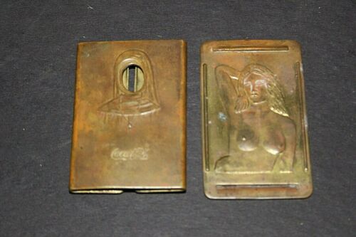 Antique COCA COLA NUN To NUDE Brass Belt Buckle From The Trans Pan