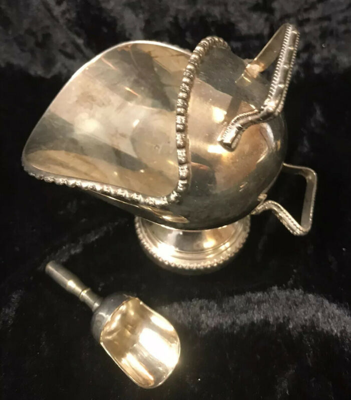 Silver Plate Victorian Decorative Salt Cellar And Shovel Cooking In