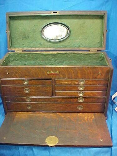 Orig S Untion Tool Box Co Oak Drawer Machinists Tool Chest Orig