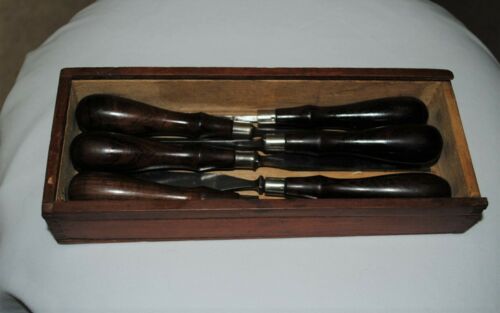 Millers Falls Chisels Set In Box Rosewood Handles Fine Wood Working