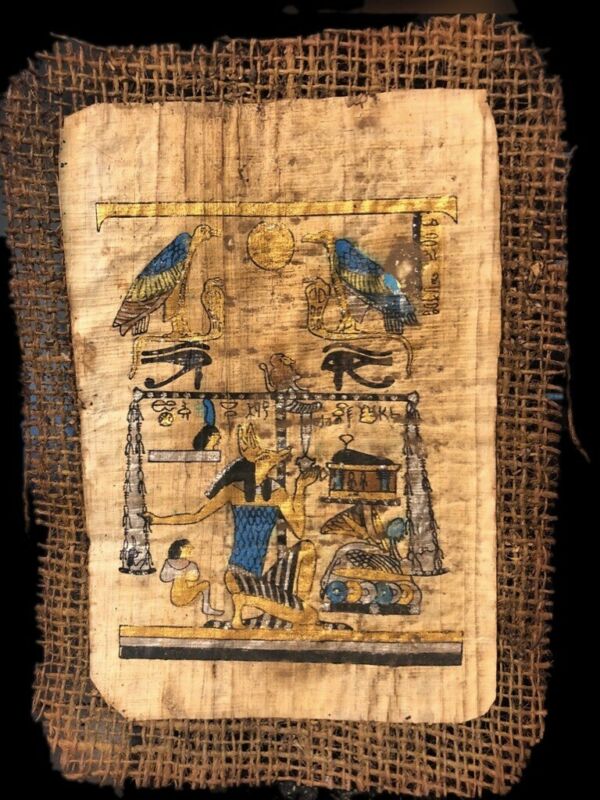 Ancient Egyptian Hand Painted Papyrus Paper Bc Antique