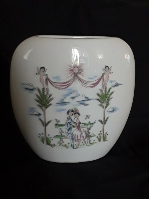 Large Mid Century Modern Rosenthal Raymond Peynet Vase Lovers