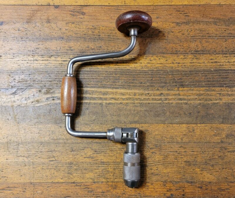 Antique Tools Ratcheting Hand Drill Auger Bit Brace Millers Vintage