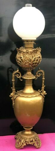 Antique Victorian Figural Banquet Urn Gwtw Oil Lamp Electrified And