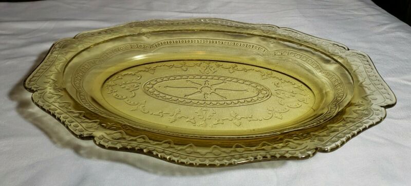 Vintage Depression Amber Federal Glass Patrician Spoke Platter