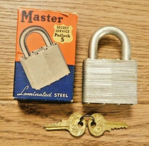 Vintage Master Lock Padlock No 5 Hardened MADE IN USA With Original