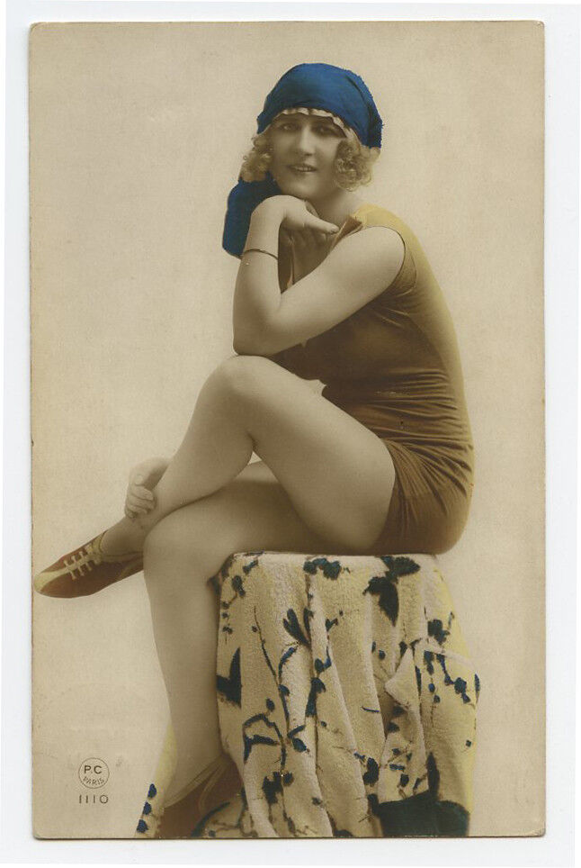 Vintage French Risque NUDE 1920s JA Postcard Flapper With Breasts Out