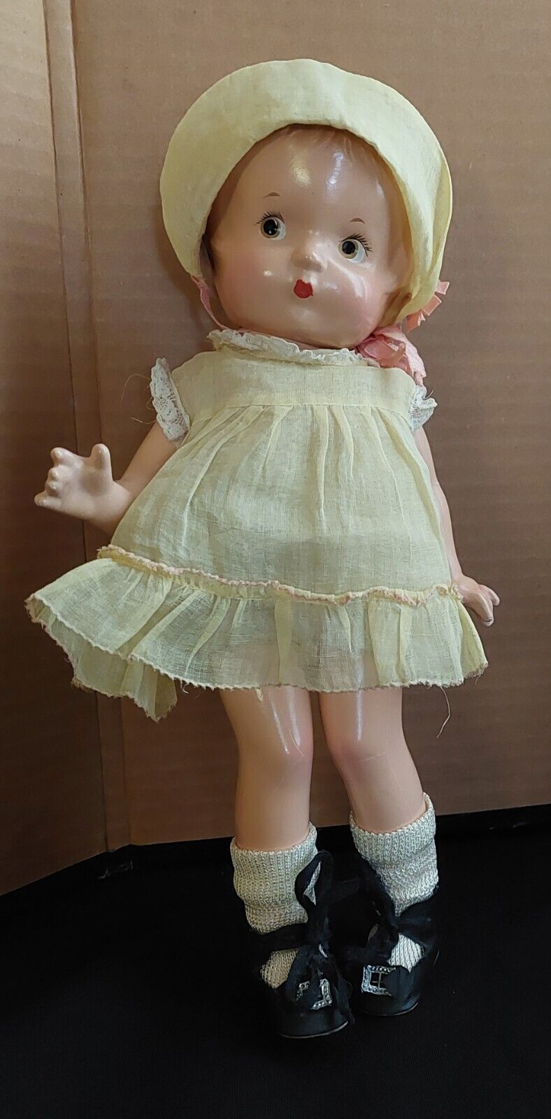 Vintage Effanbee Patsy Jr Doll Original Yellow Outfit With Bonnet