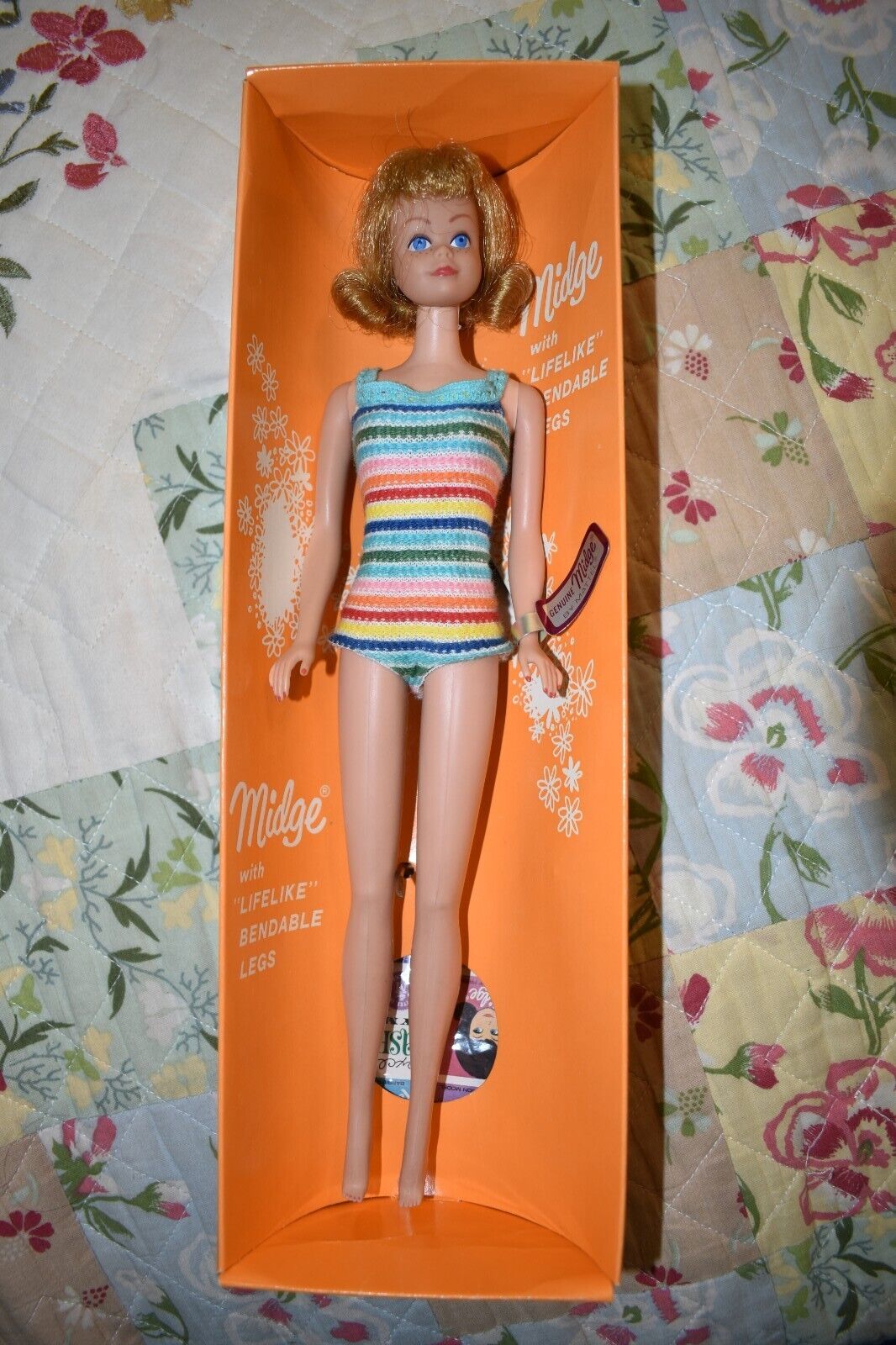 Vintage Barbie Bendable Legs Midge Doll NIB 1964 Model 1080 Ash Blonde