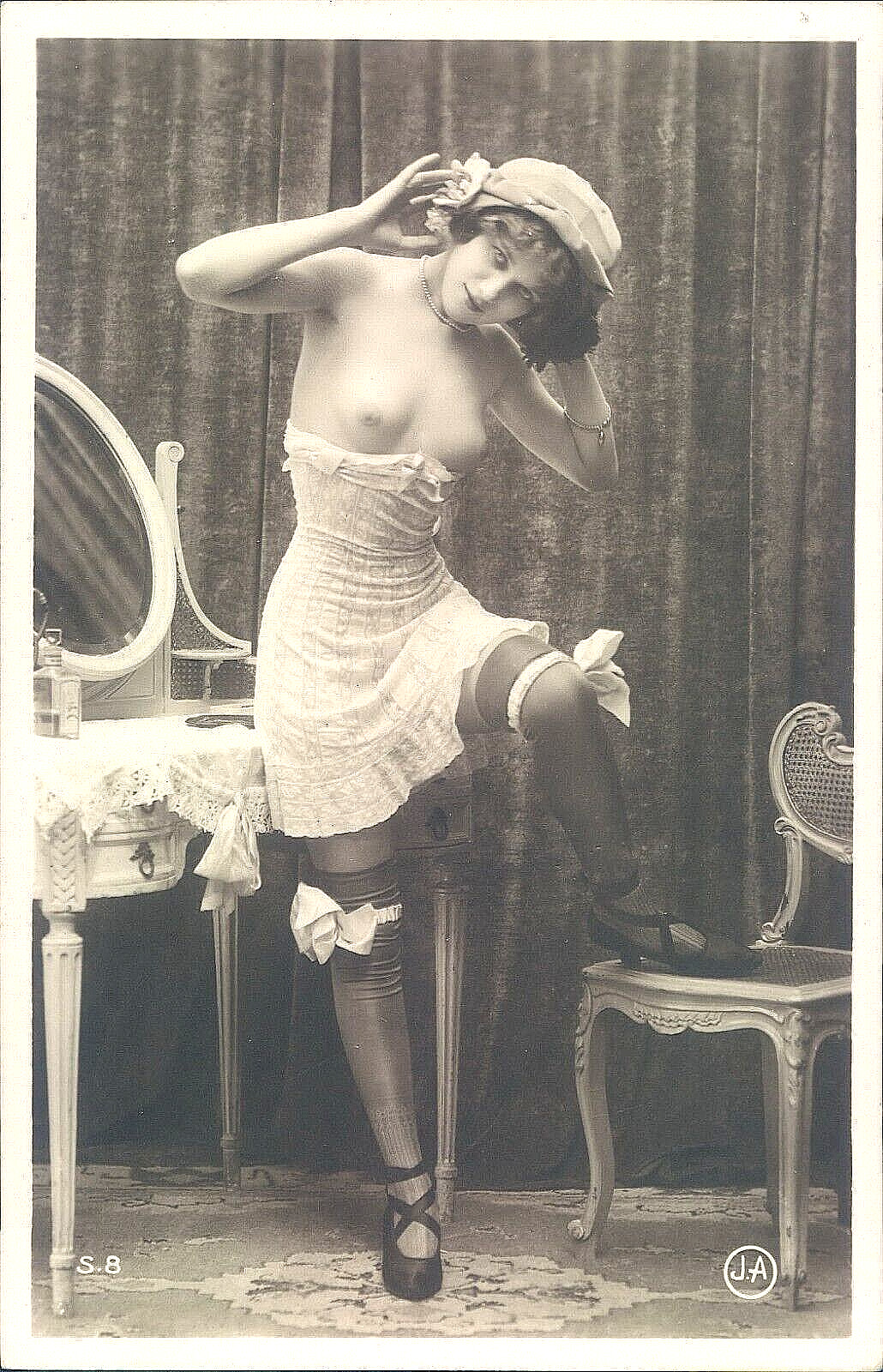 Vintage French Risque NUDE 1920s J Angelou Postcard MISS FERNANDE