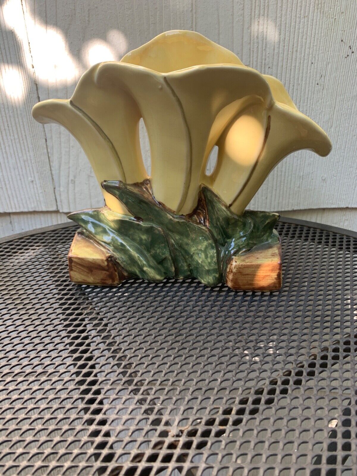 Vtg Mid Century Modern McCoy Pottery Planter Vase Triple Calla Lily