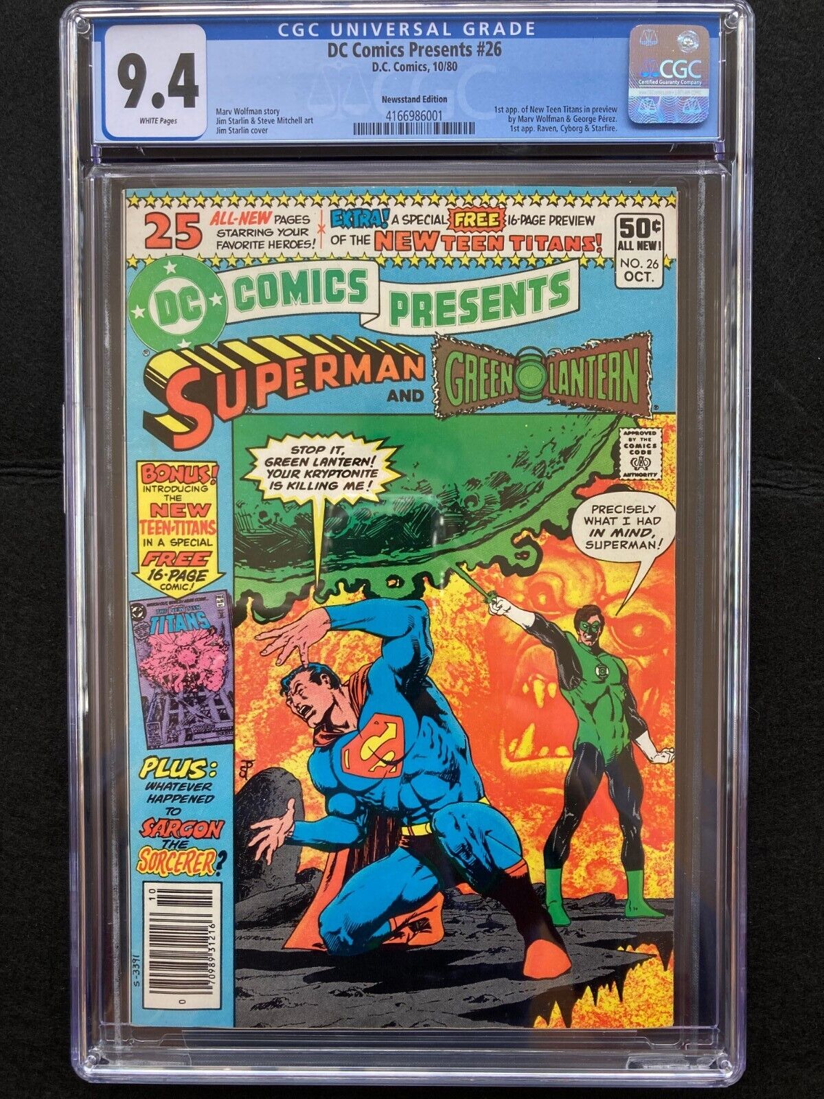 Dc Comics Presents Cgc Nm St Cyborg Raven Starfire Newsstand Wp