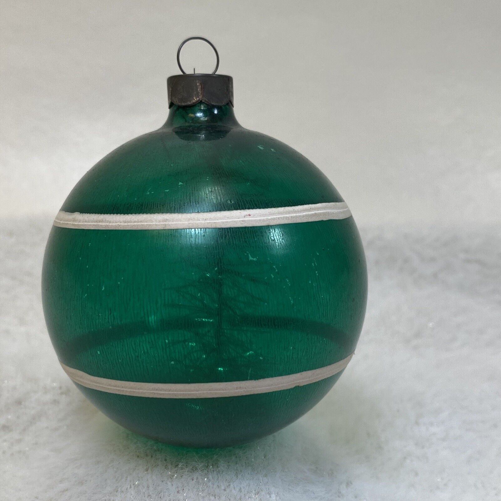 Rare Vintage Shiny Brite Ww Ii Unsilvered Green Christmas Ornament W