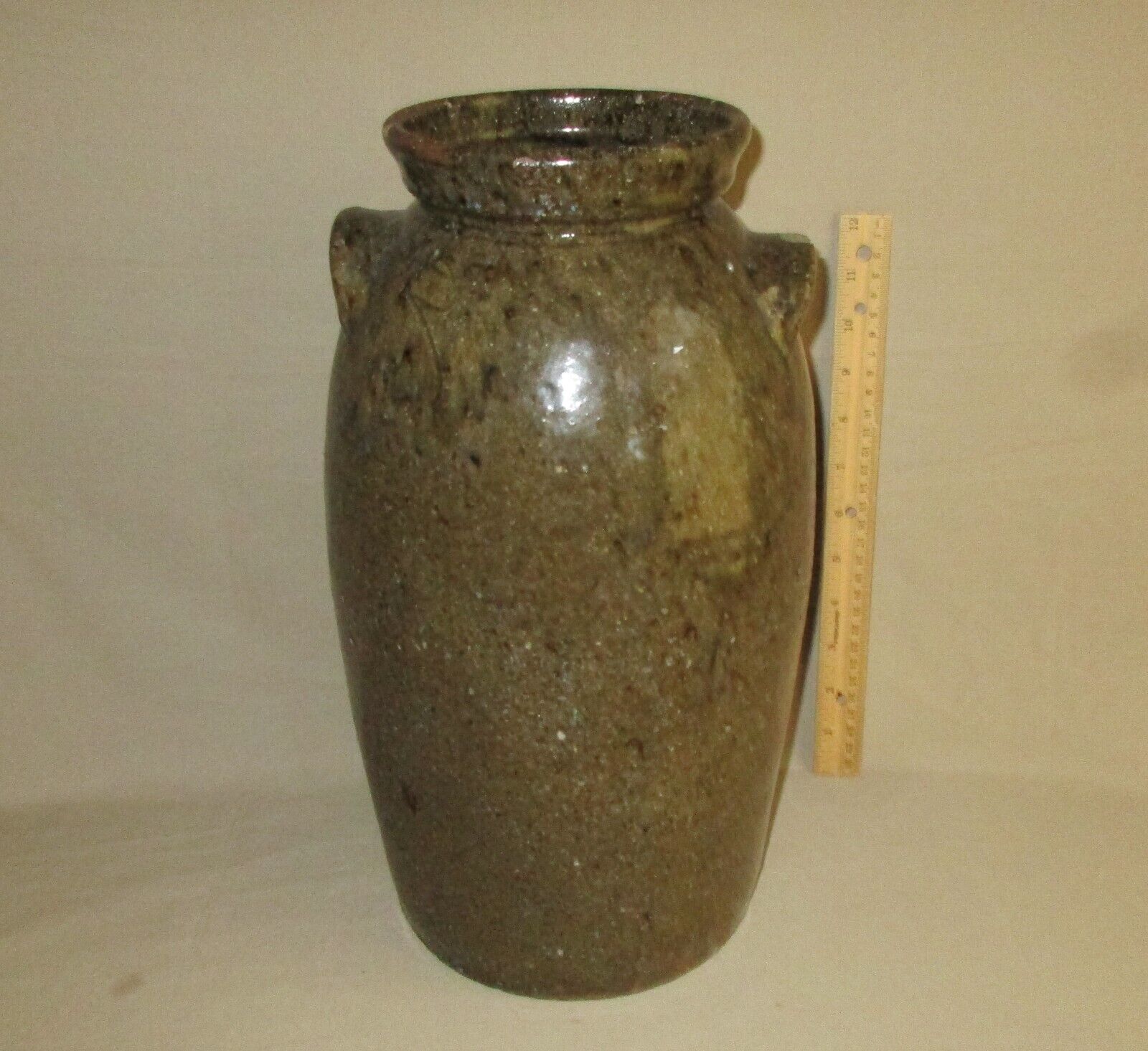 Antique 19th C Southern Pottery Stoneware Alkaline 2 Gal Crock Georgia