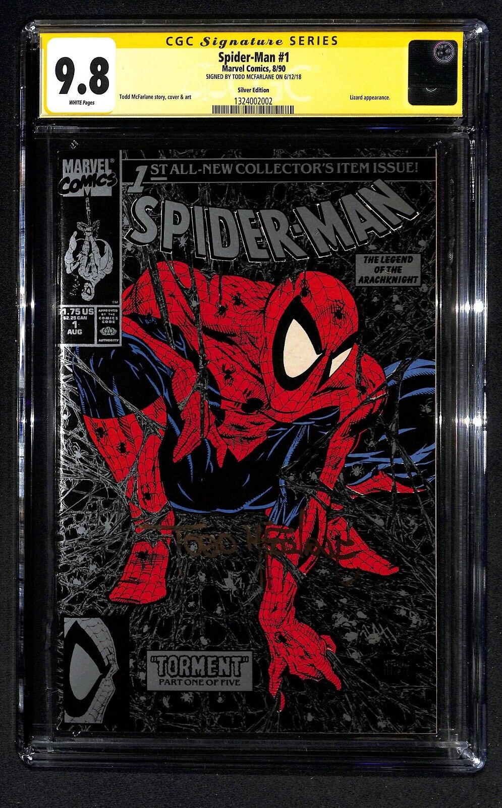 SpiderMan 1 CGC Sig Series 9 8 Todd McFarlane Signature Lizard KL 9