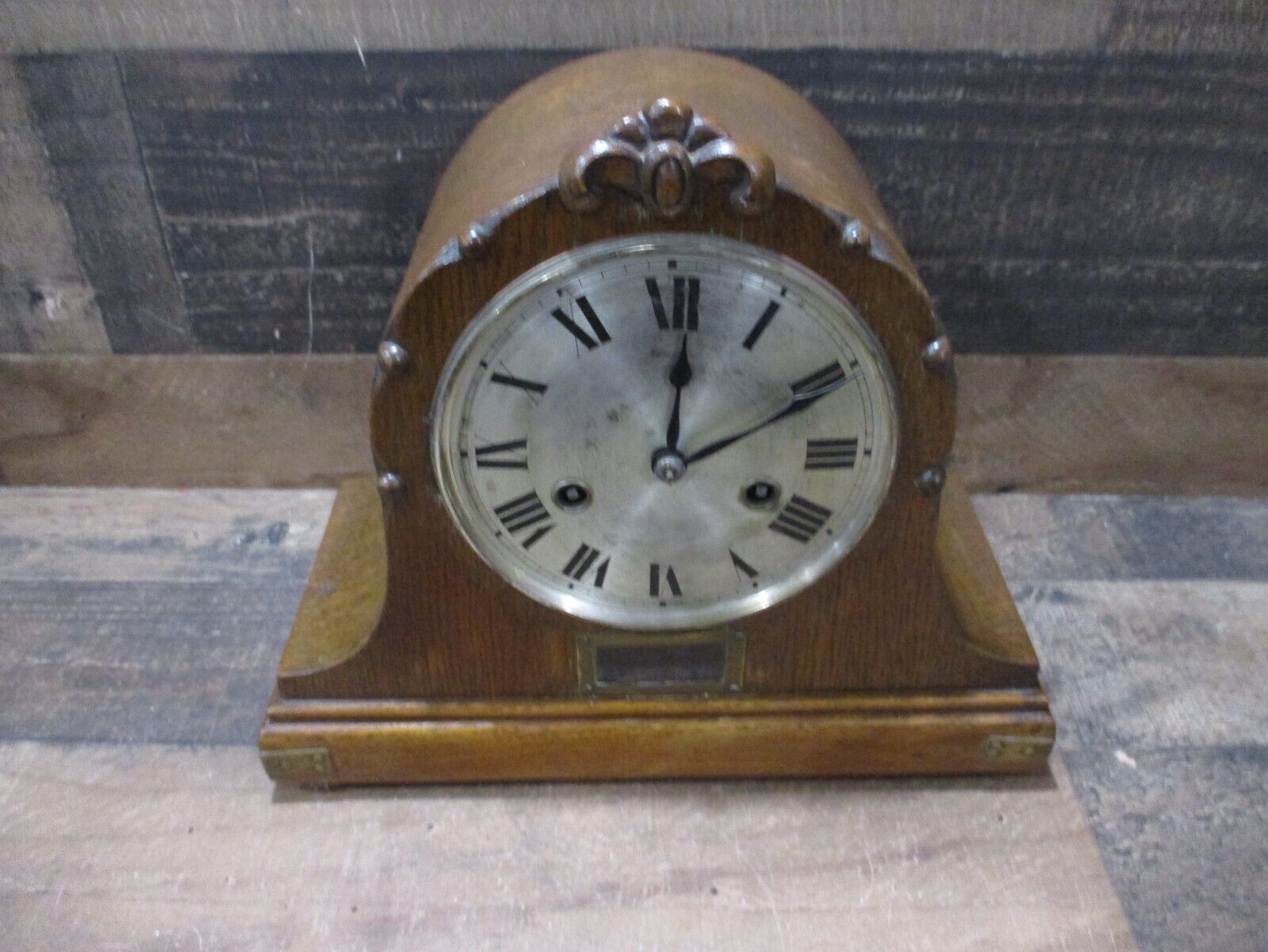 Vintage H A C Wurttemberg Germany Key Wind Mantle Clock Semi Works