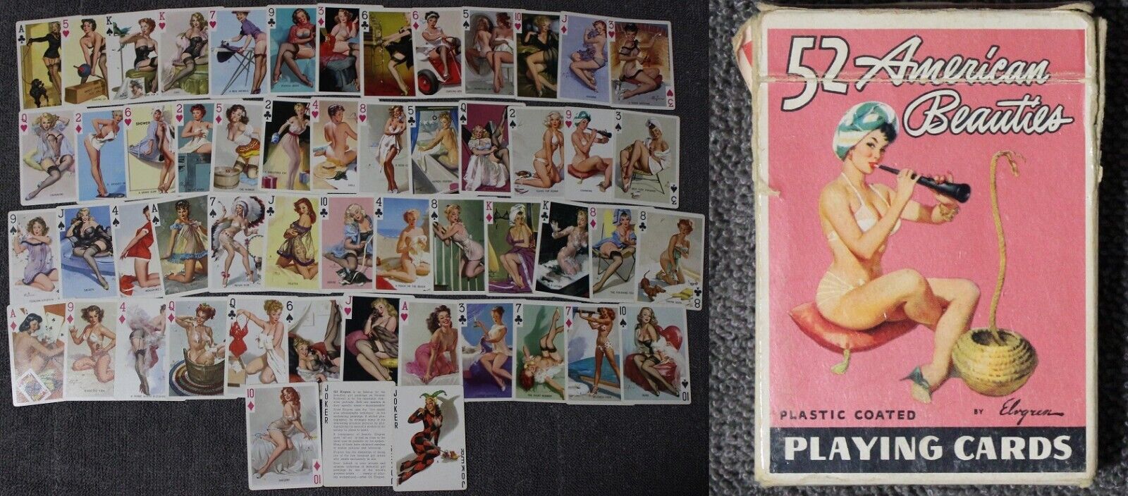 Vintage Gil Elvgren Pinup Girl American Beauties Playing Cards Pin