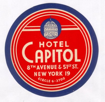 Luggage  on Hotel Capitol New York City Luggage Label Vintage Completed