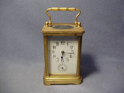 Statue Moreau on Antique French Brass Carriage Shelf Clock   For Repair Completed