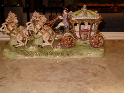 Carriage Lamps Antique on Vintage Capodimonte Princess Carriage   Horses Completed