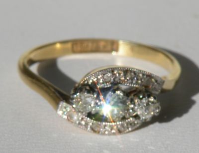 Retro Qntique  Gold Diamond Ring on Antique 18k Gold   Diamonds Ring  Size 6 Completed