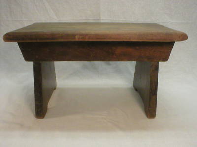 Primitive Antique Furniture on Antique Primitive Small Brown Wood Bench Old Label Completed