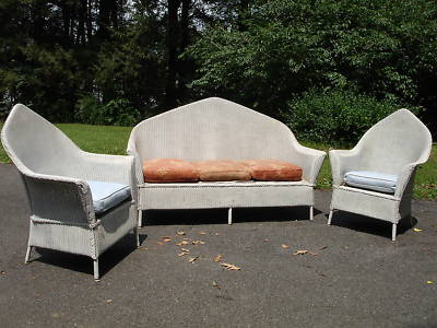 Vintage Wicker Furniture on Antique Vintage Wicker Porch   Patio Set Sofa 2 Chairs Completed