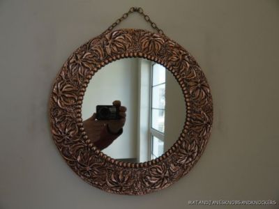 Antique Arts  Crafts Furniture on Beautiful Arts And Crafts Hand Beaten Copper Mirror Stylised Flowers