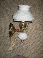 Hobnail  & Vintage glass Glass  Milk metal/brass light White Sconce. wall value milk lamp