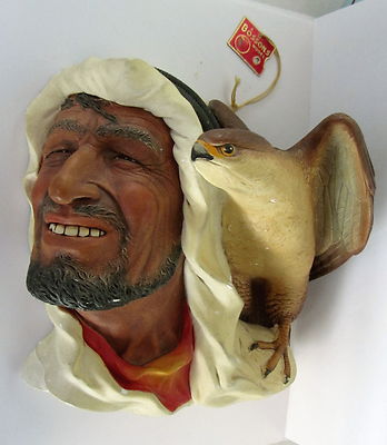 Vintage 1960&#39;s Bossons Head, Desert Hawk, Arab Sheik w. Hawk, Made in England - 350808670035