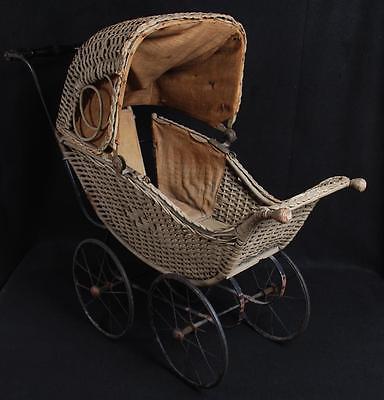 Antique Wicker Childs Baby Doll Carriage Buggy NO RESERVE ...