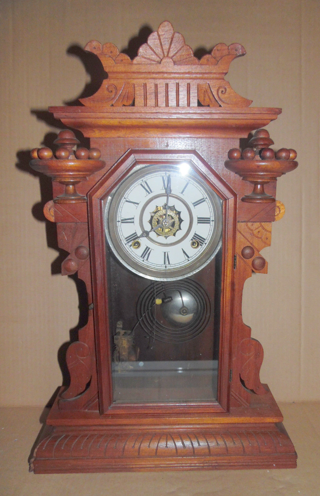 Antique Waterbury Gingerbread Mantel Clock Parts Or Repair Restoration 